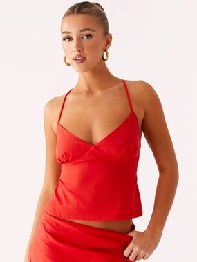 Peppermayo Red Spaghetti Strap Crop Top